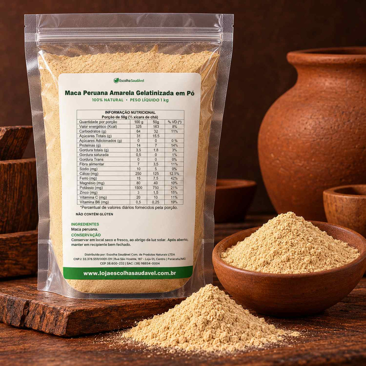 Maca Peruana Amarela Gelatinizada em Pó