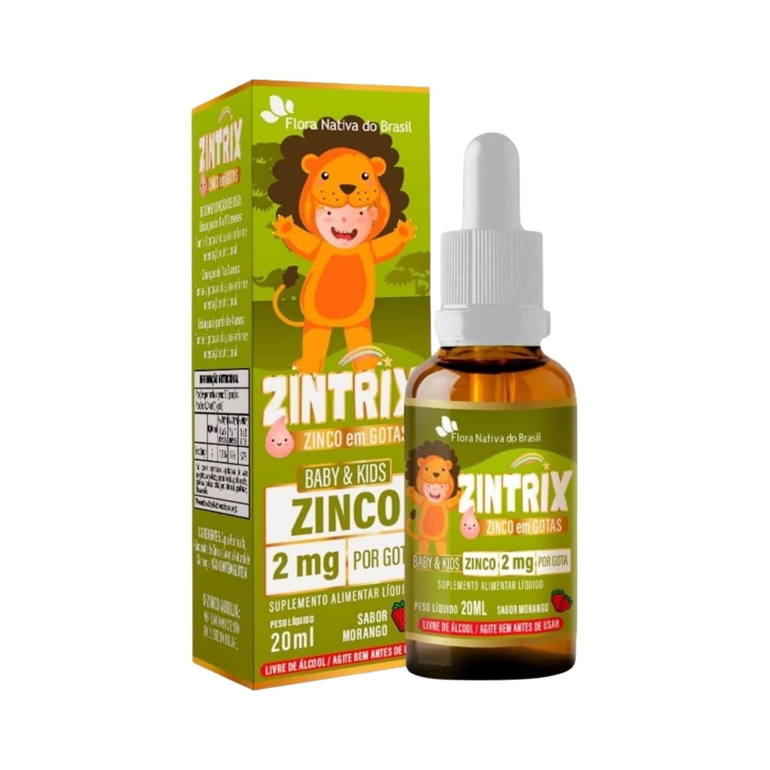 Zintrix (Zinco Infantil) Sabor Morango 20ml Flora Nativa do Brasil