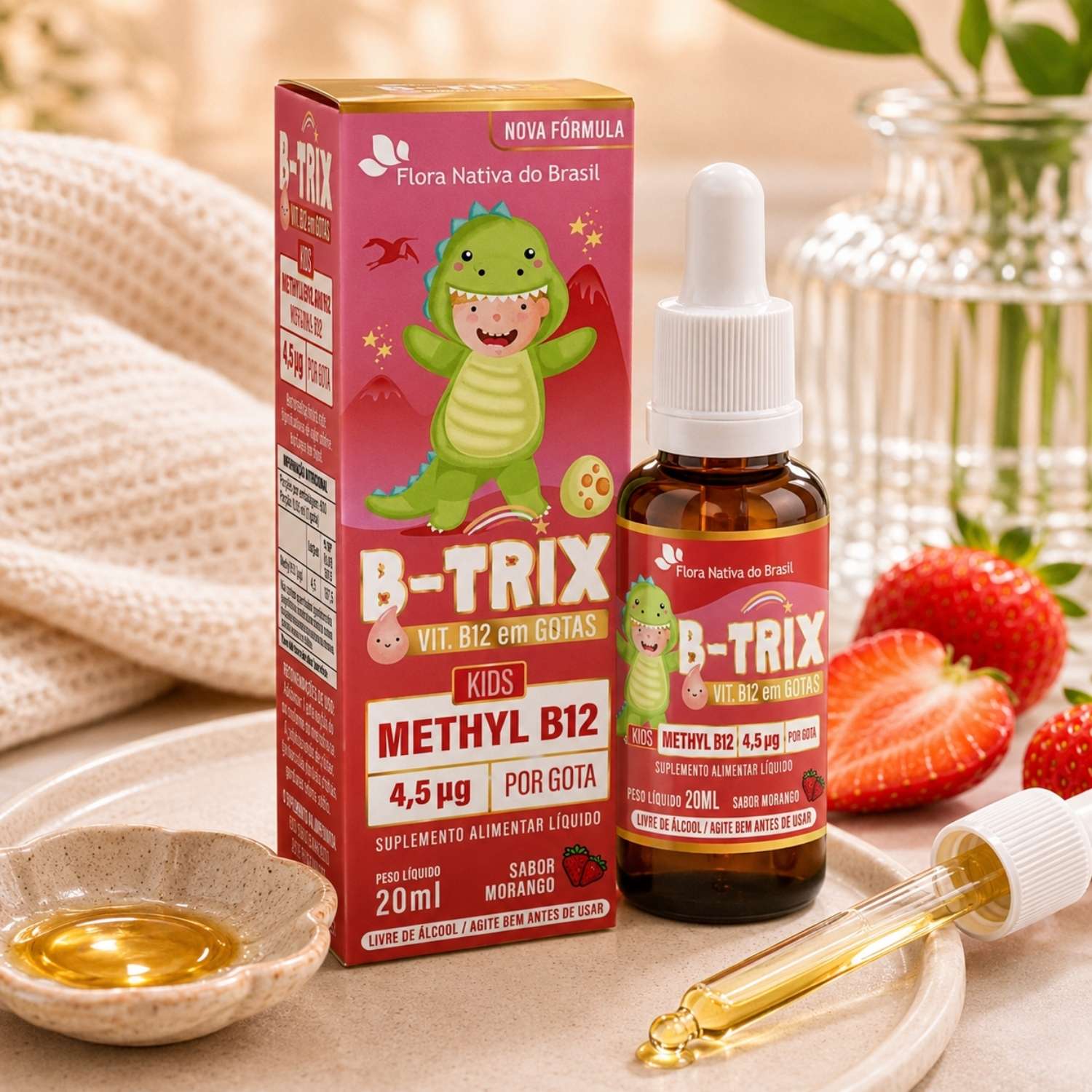 Vitamina B Infantil B-Trix Sabor Morango 20ml Flora Nativa