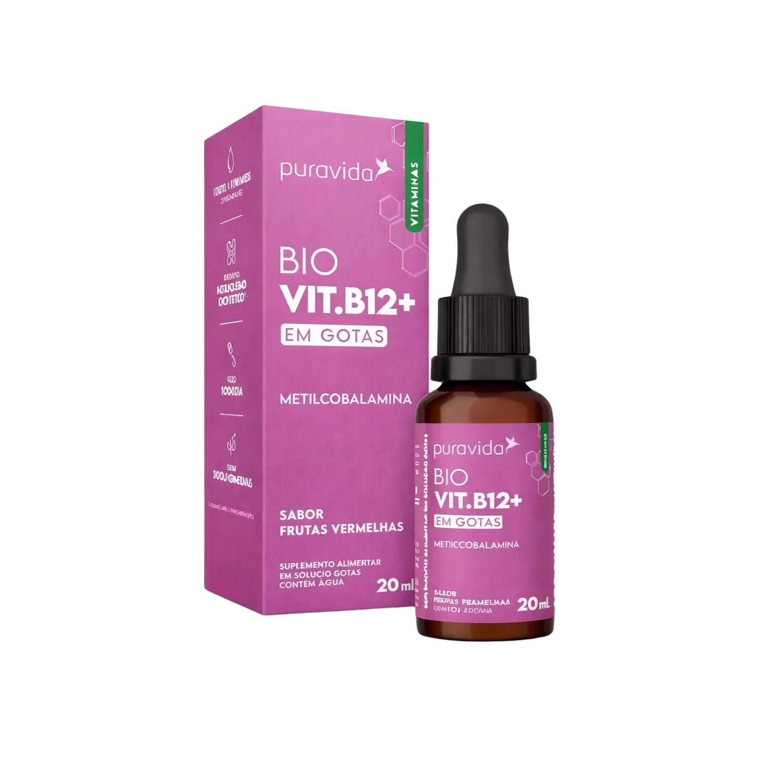 Bio Vitamina B12 Frutas Vermelhas 20ml Pura Vida
