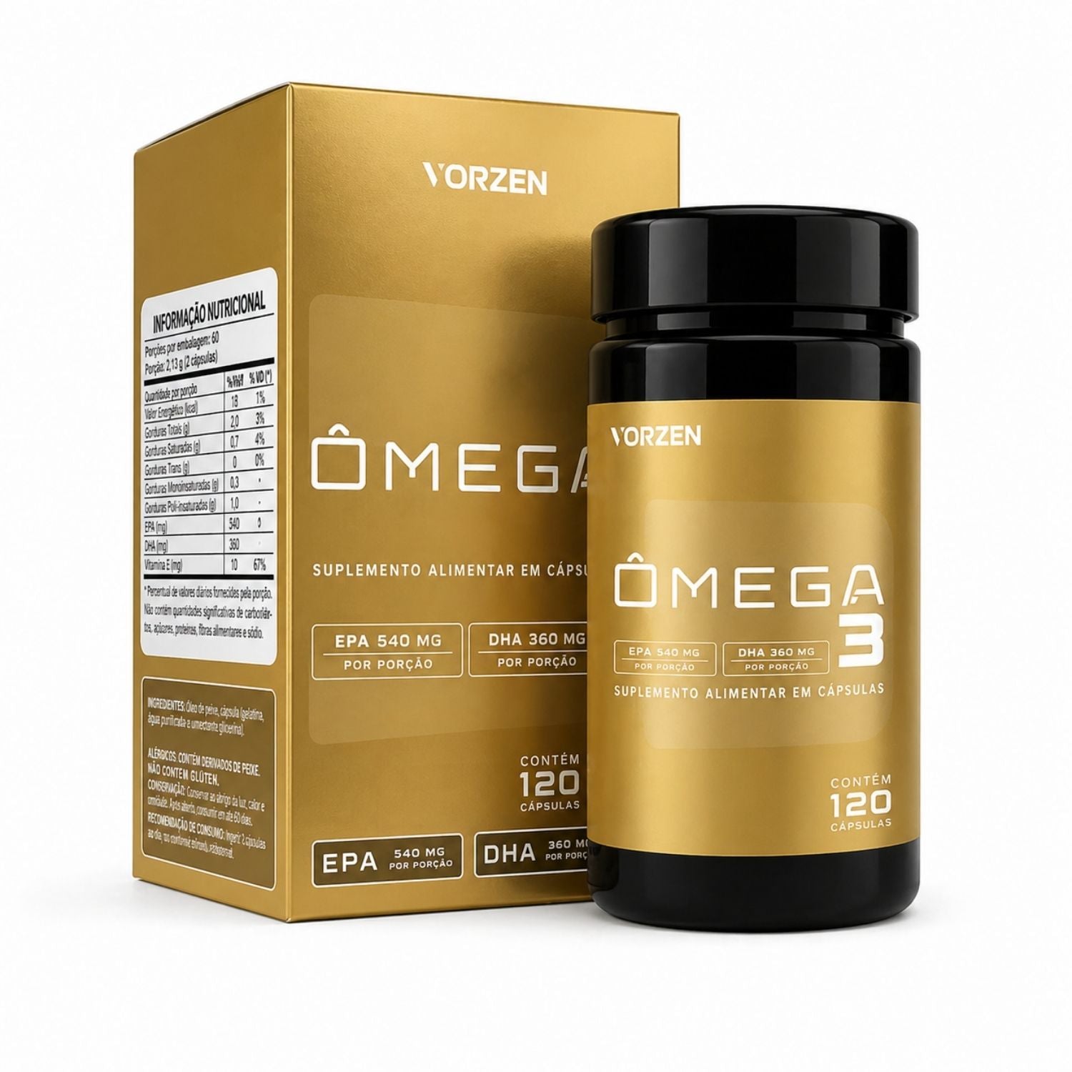 Ômega 3 540 EPA 360 DHA 120 Cápsulas Vorzen
