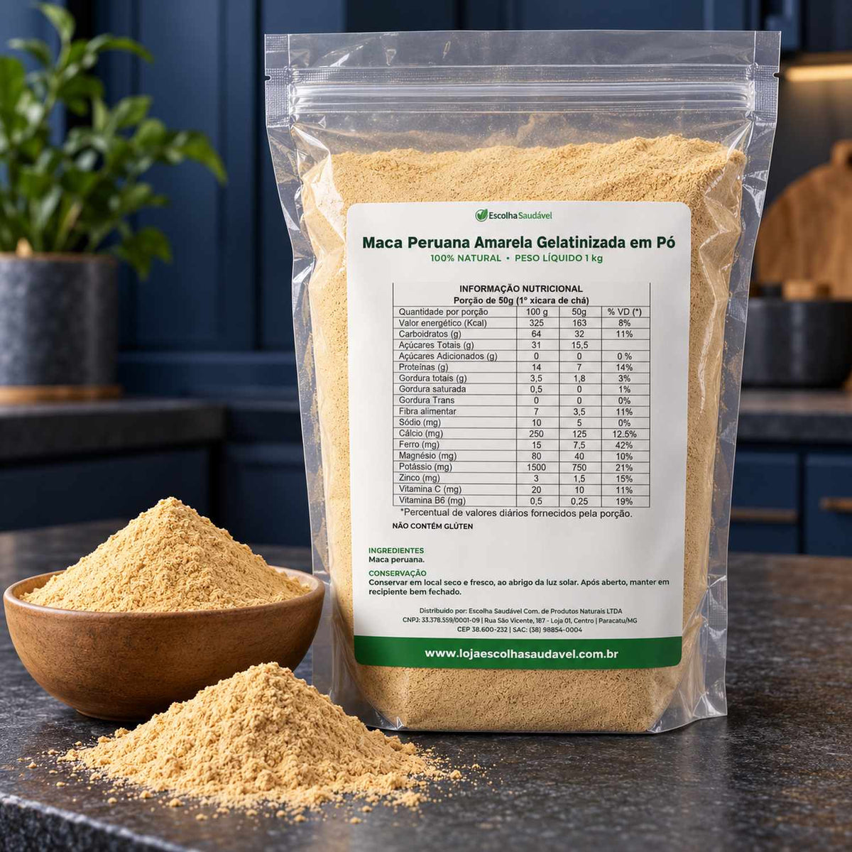 Maca Peruana Amarela Gelatinizada em Pó