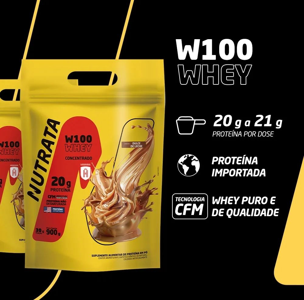 Whey Protein Concentrado W100 Refil 900g Nutrata