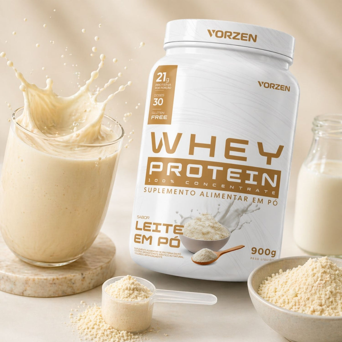 100% Whey Protein Concentrado Pote 900g Vorzen