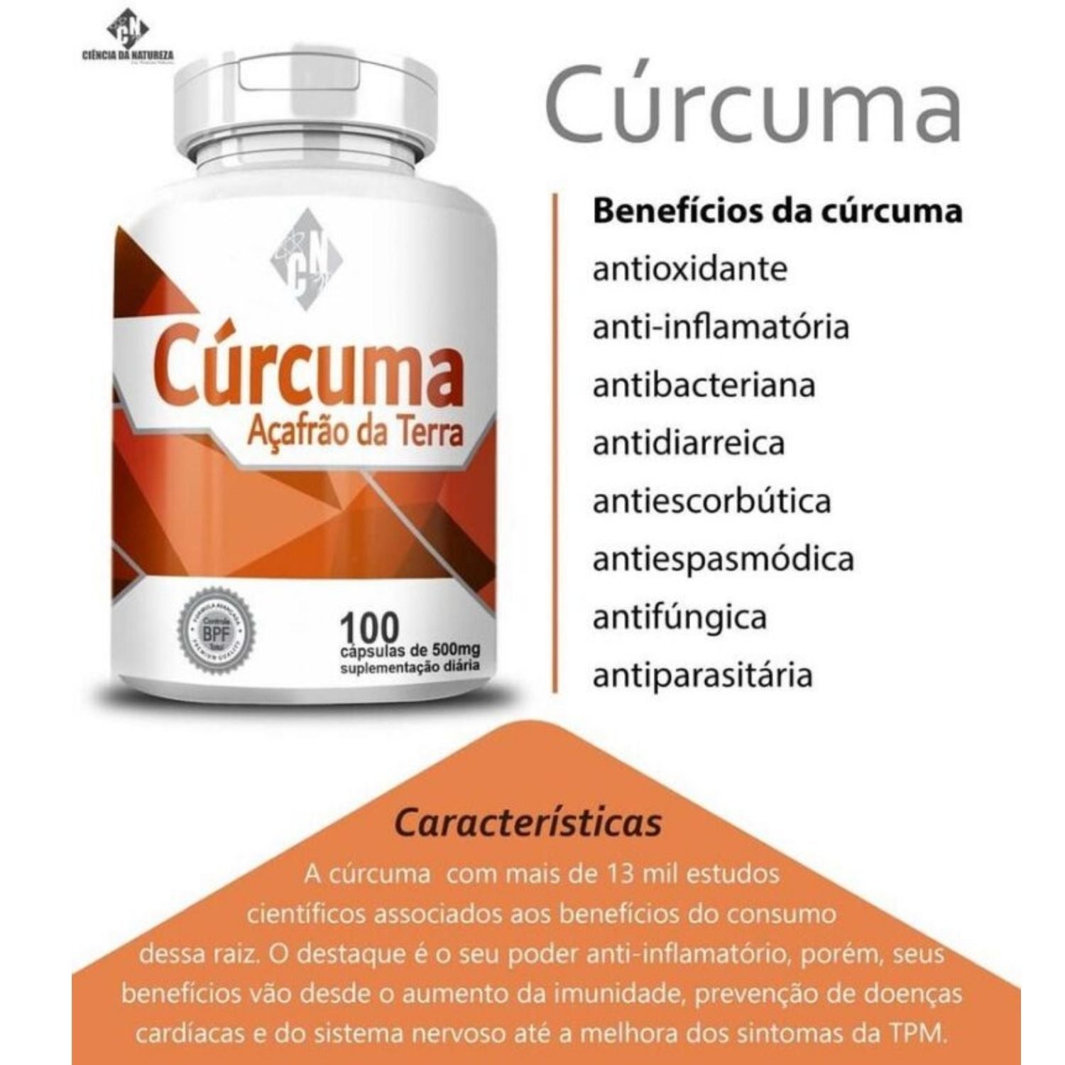 Cúrcuma 500mg 100 Cápsulas Ciência da Natureza