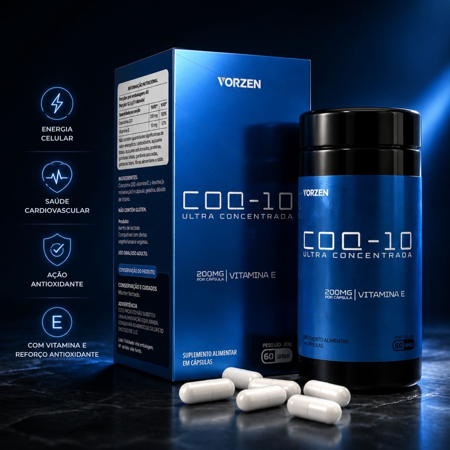 Coenzima Q10 Ultra-Concentrado 60 Cápsulas Vorzen