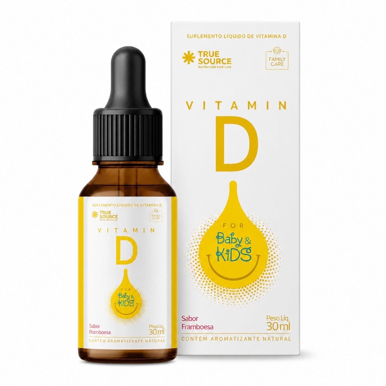 Vitamina D Líquido em Gotas for Kids Framboesa 30ml True Source