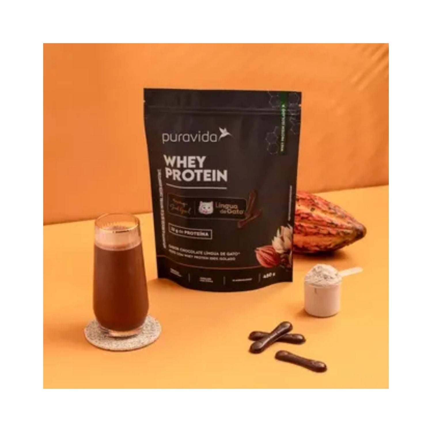 Whey Protein Isolado Lingua de Gato 450g Pura Vida