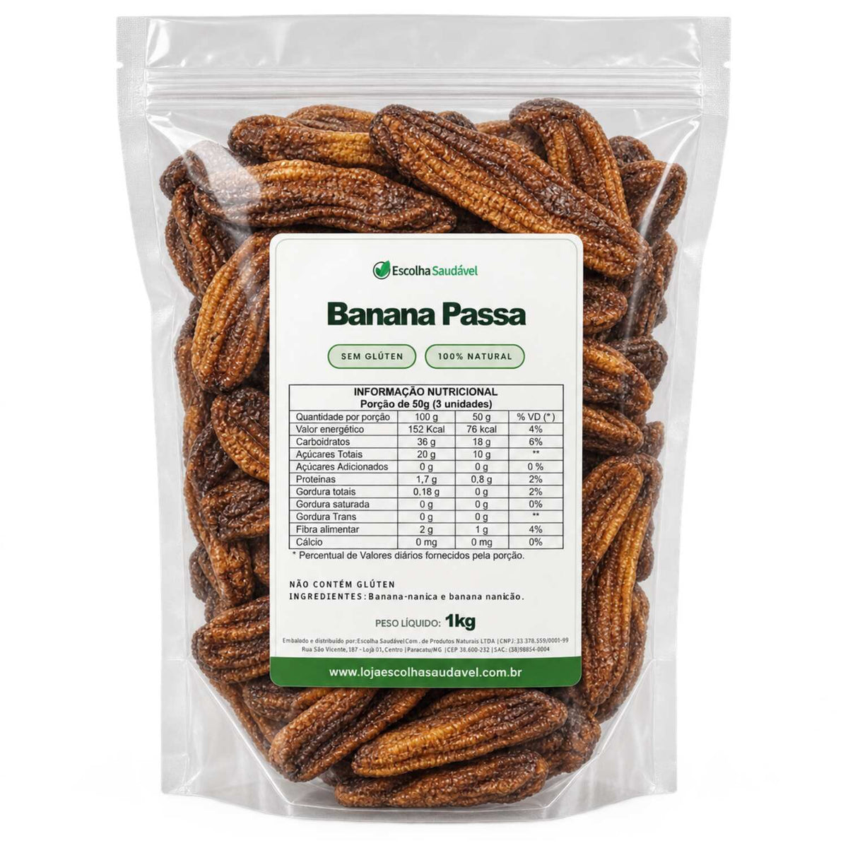 Banana Passa Desidratada Zero Açúcar