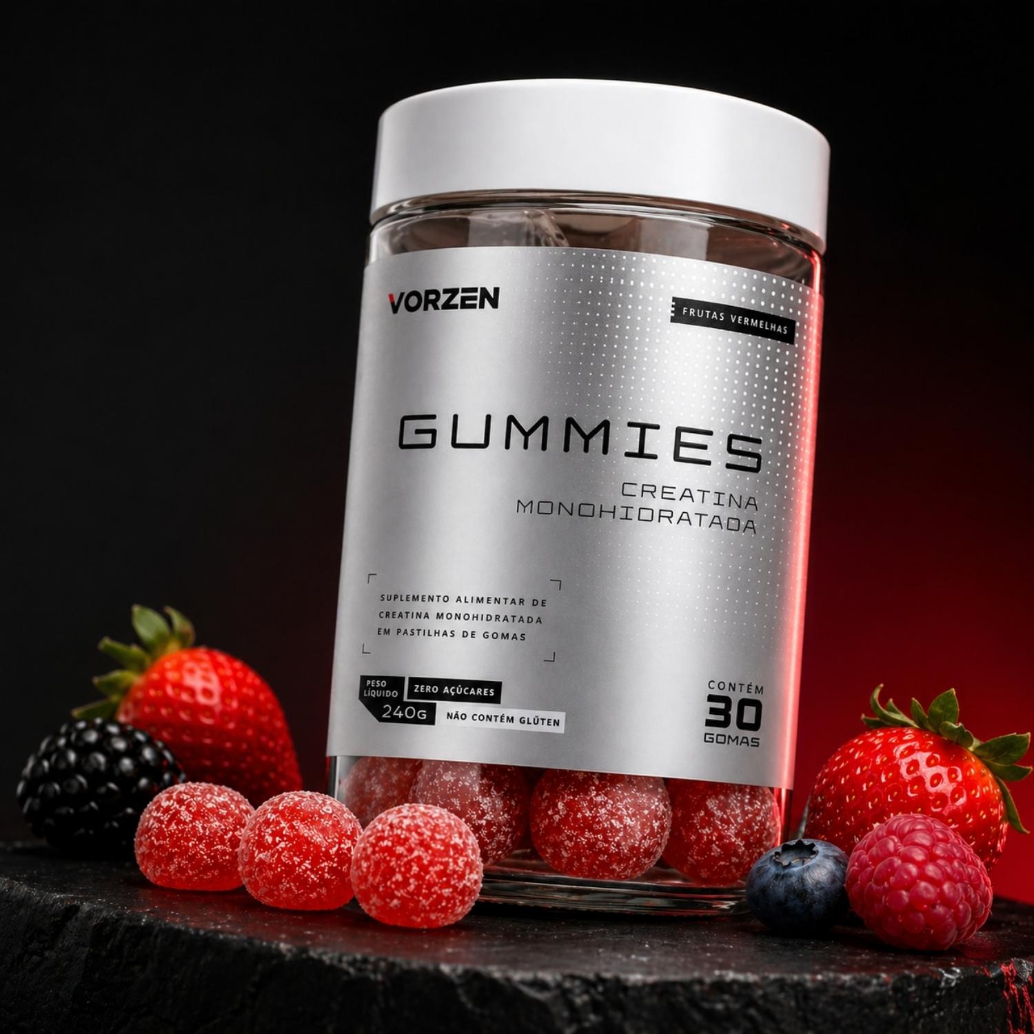 Creatina Gummies 30 Gomas Sabor Frutas Vermelhas Vorzen