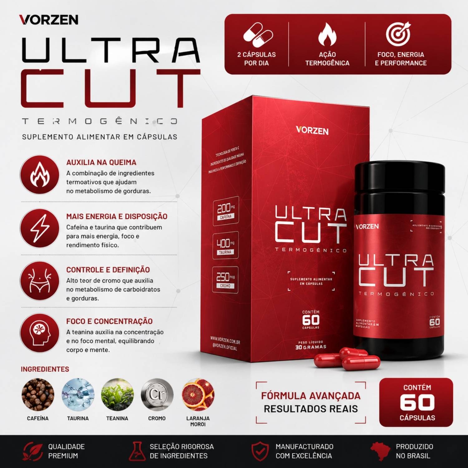 Termogênico Ultra Cut 60 Cápsulas Vorzen