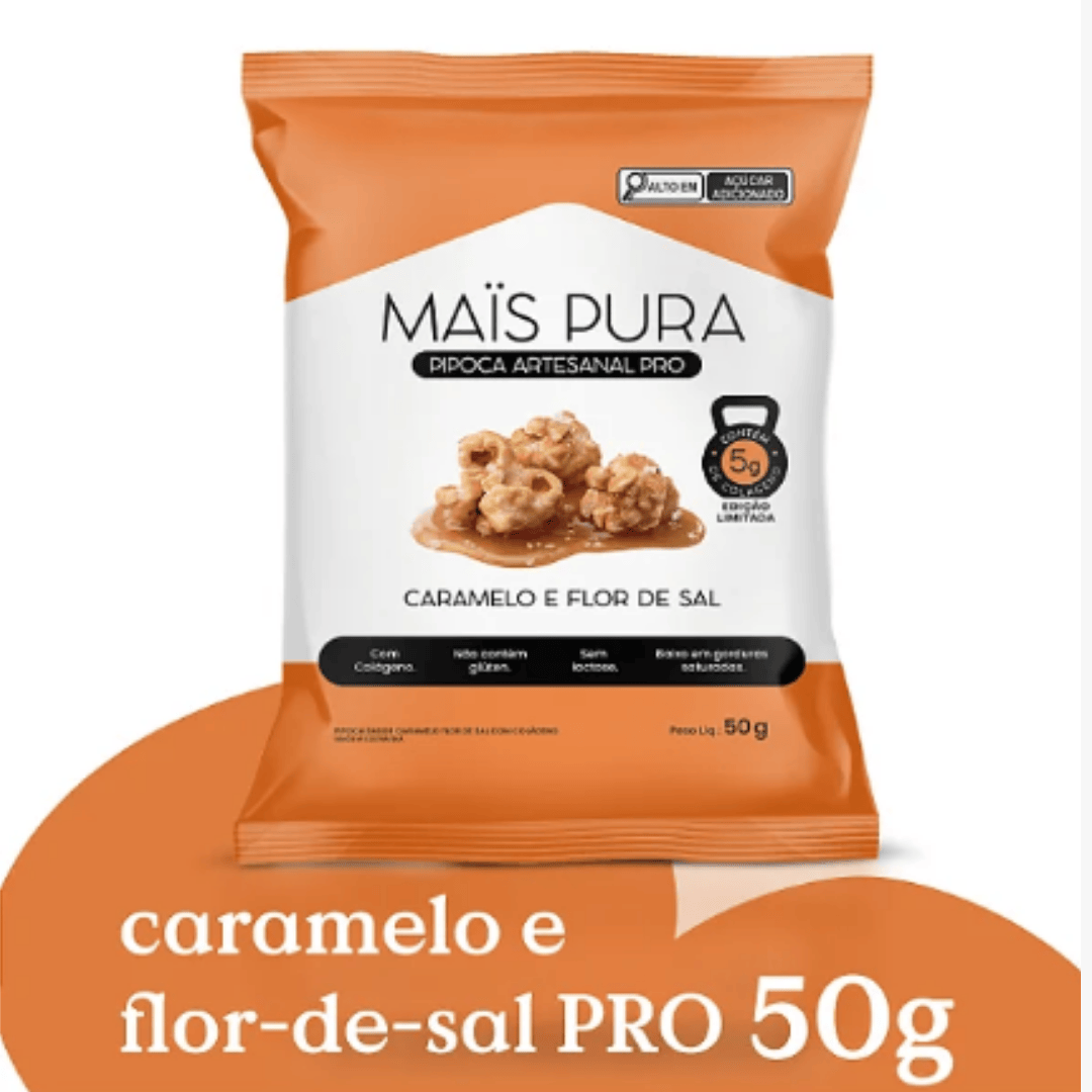 Pipoca Artesanal PRO Caramelo e Flor de Sal 50g Mais Pura