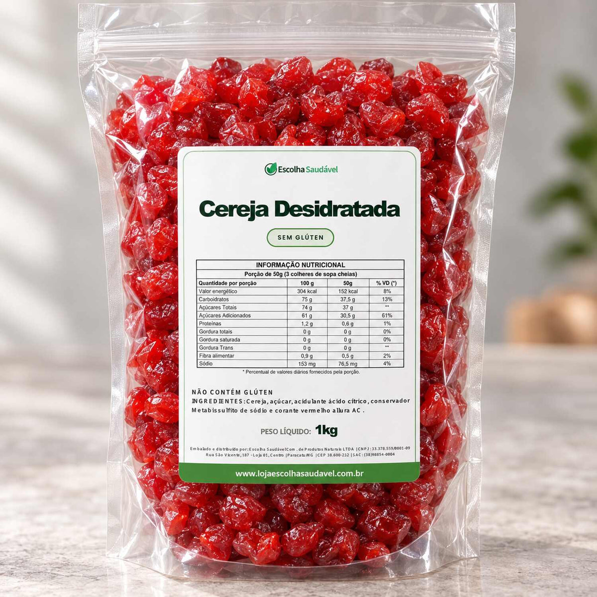 Cereja Desidratada Glaceada