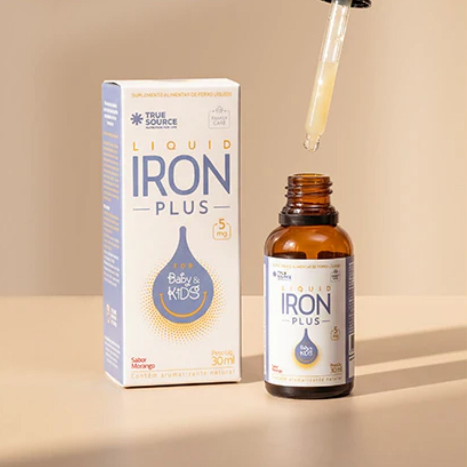 Iron Plus (Ferro Infantil) em Gotas for Kids Morango 30ml True Source