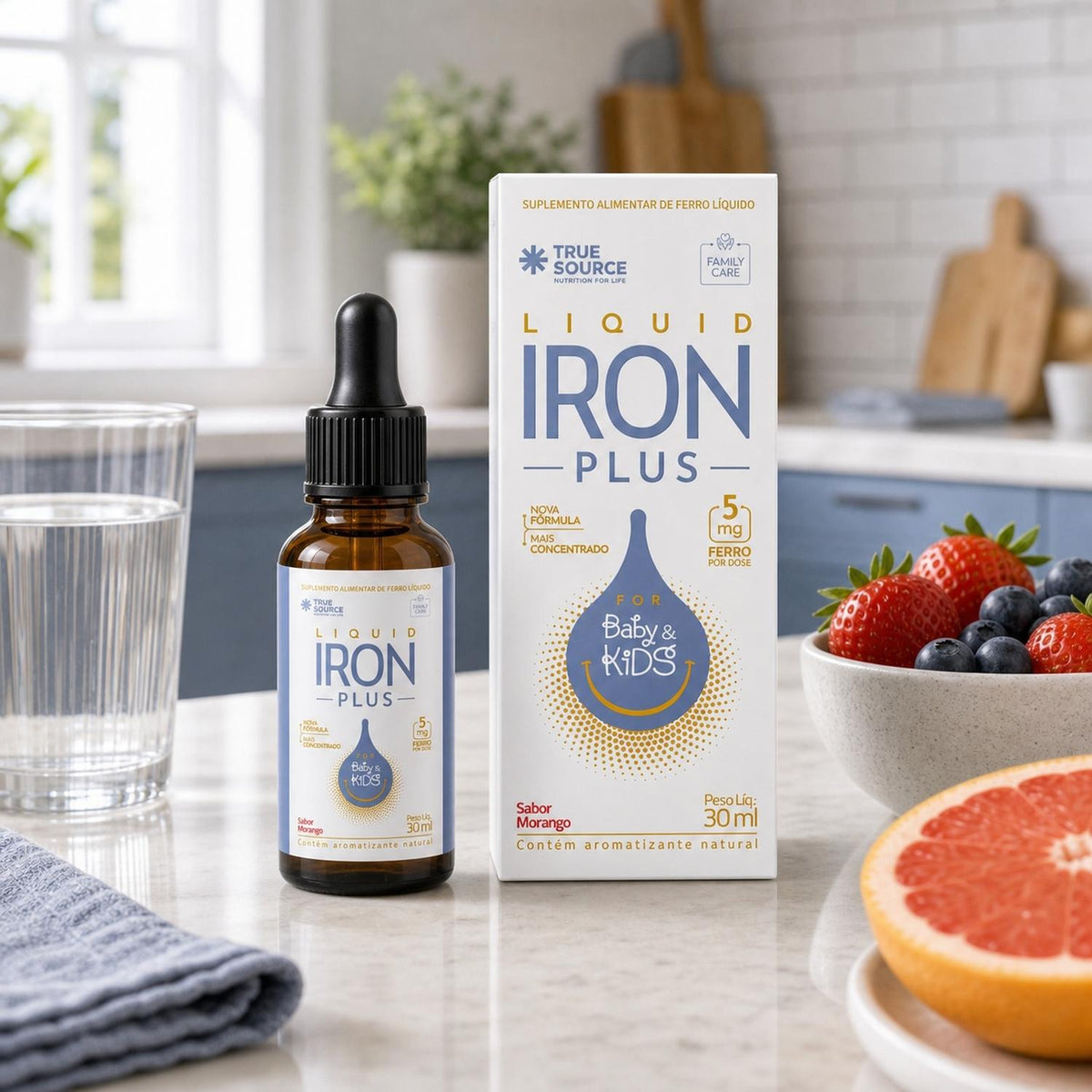 Iron Plus (Ferro Infantil) em Gotas for Kids Morango 30ml True Source