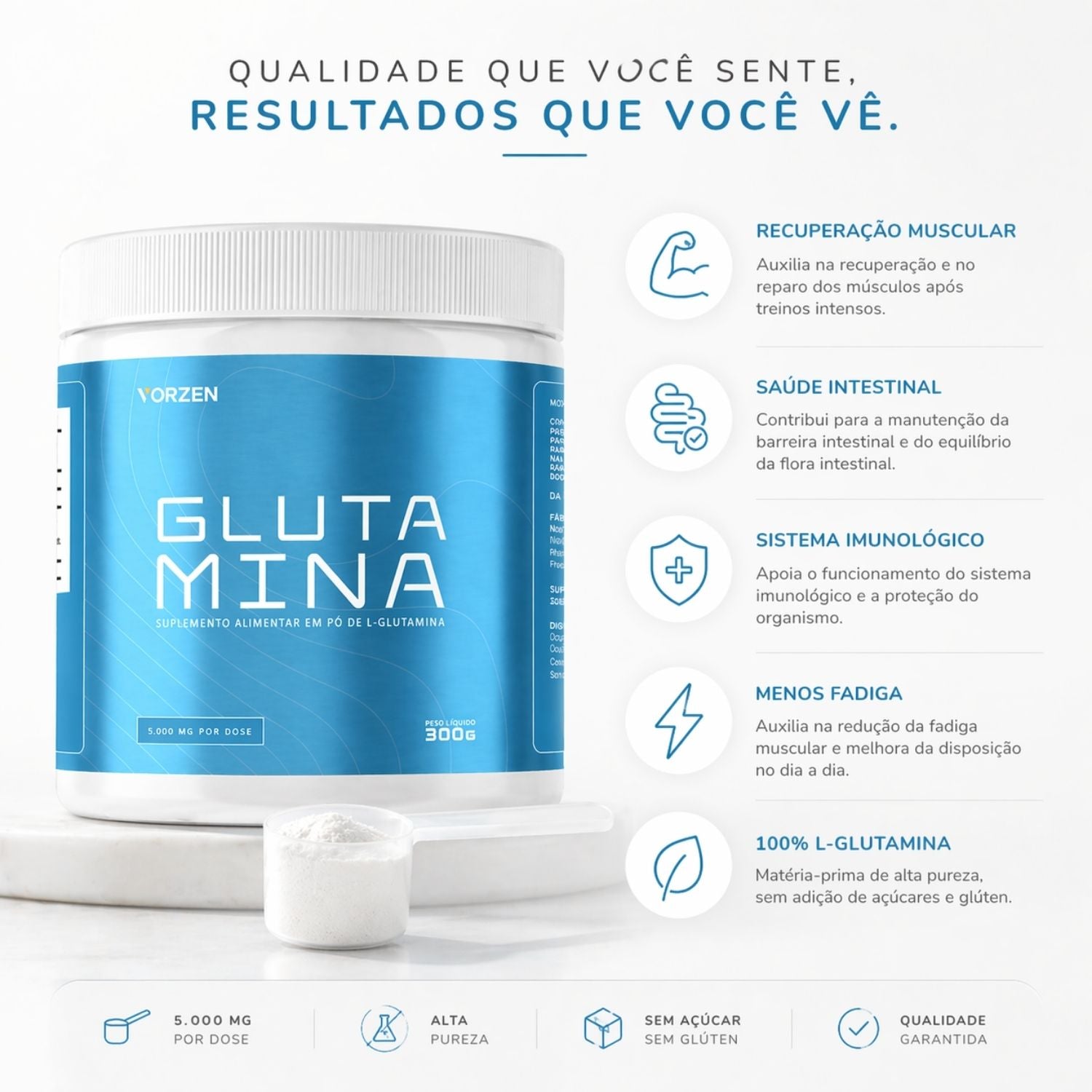 Glutamina 100% Pura 300g Vorzen