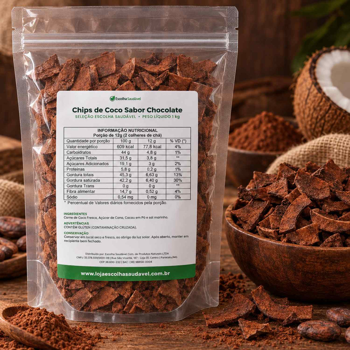 Chips de Coco Sabor Chocolate