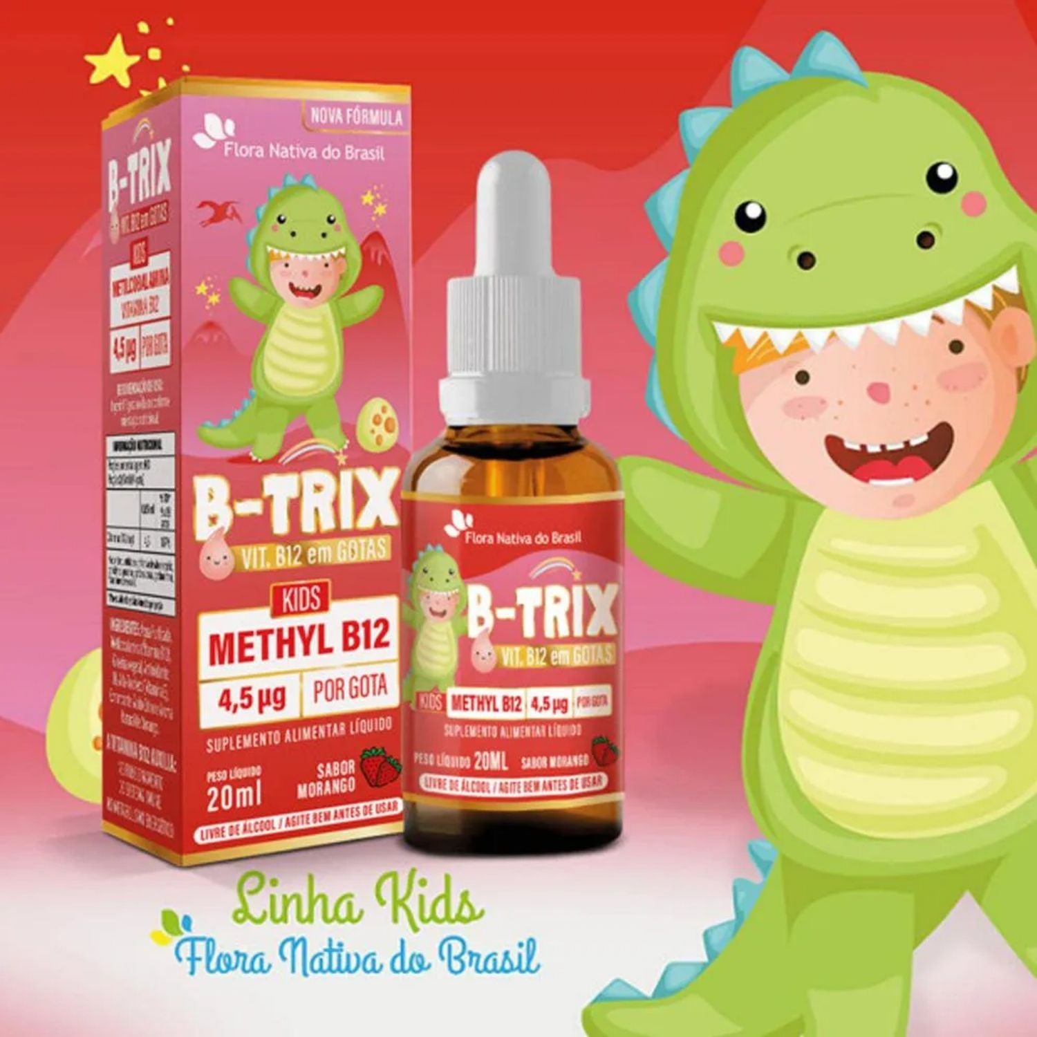 Vitamina B Infantil B-Trix Sabor Morango 20ml Flora Nativa