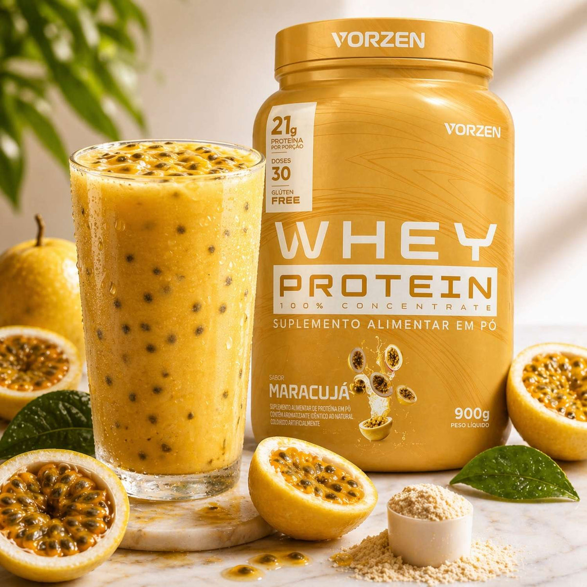 100% Whey Protein Concentrado Pote 900g Vorzen