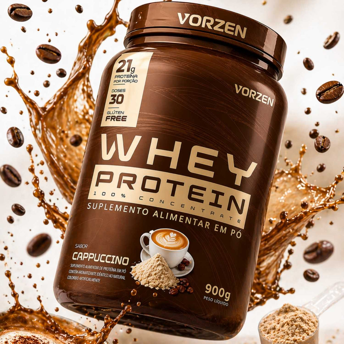 100% Whey Protein Concentrado Pote 900g Vorzen