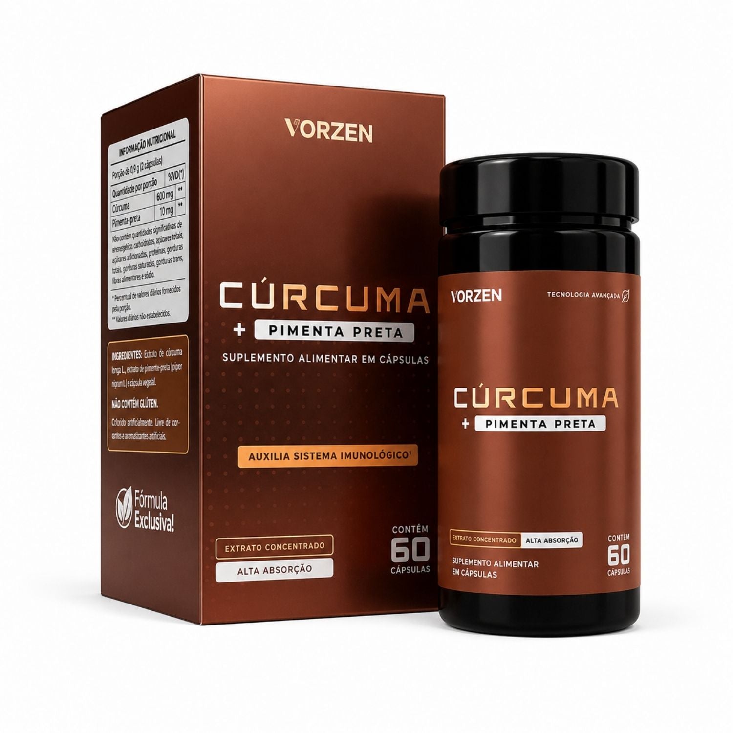 Cúrcuma com Pimenta Preta 60 Cápsulas Vorzen