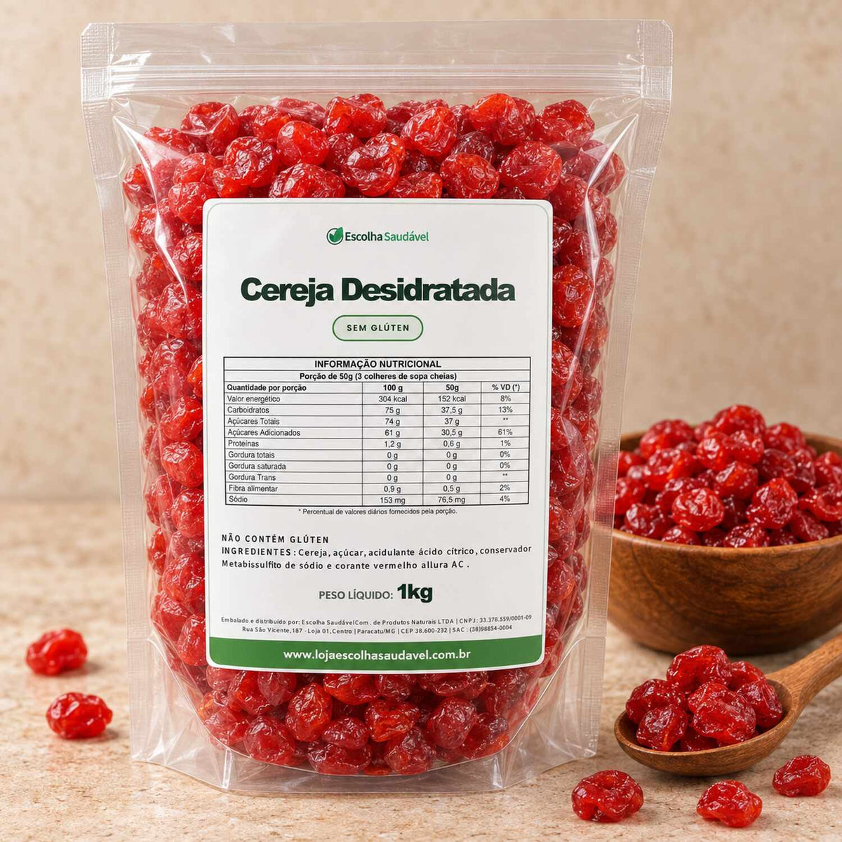 Cereja Desidratada Glaceada