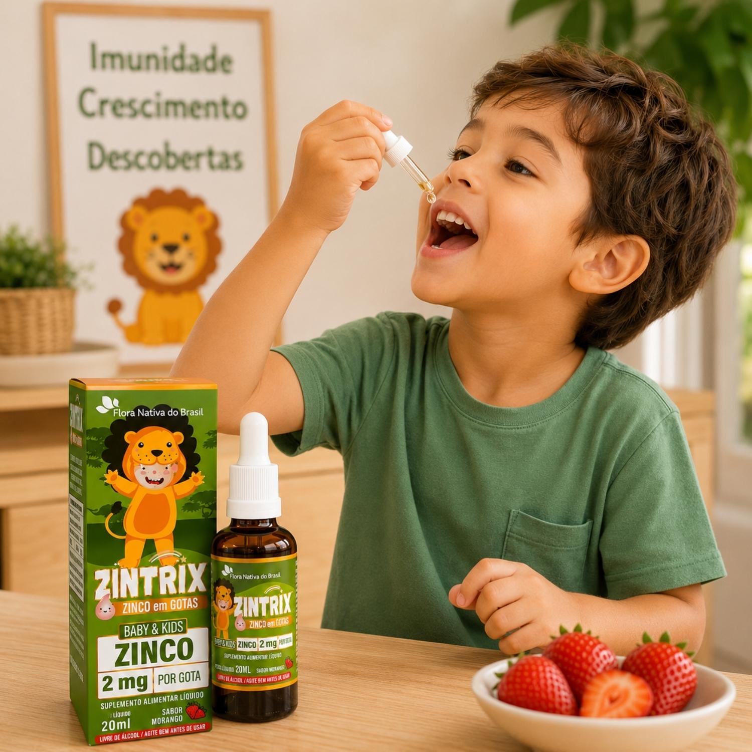 Zintrix (Zinco Infantil) Sabor Morango 20ml Flora Nativa do Brasil