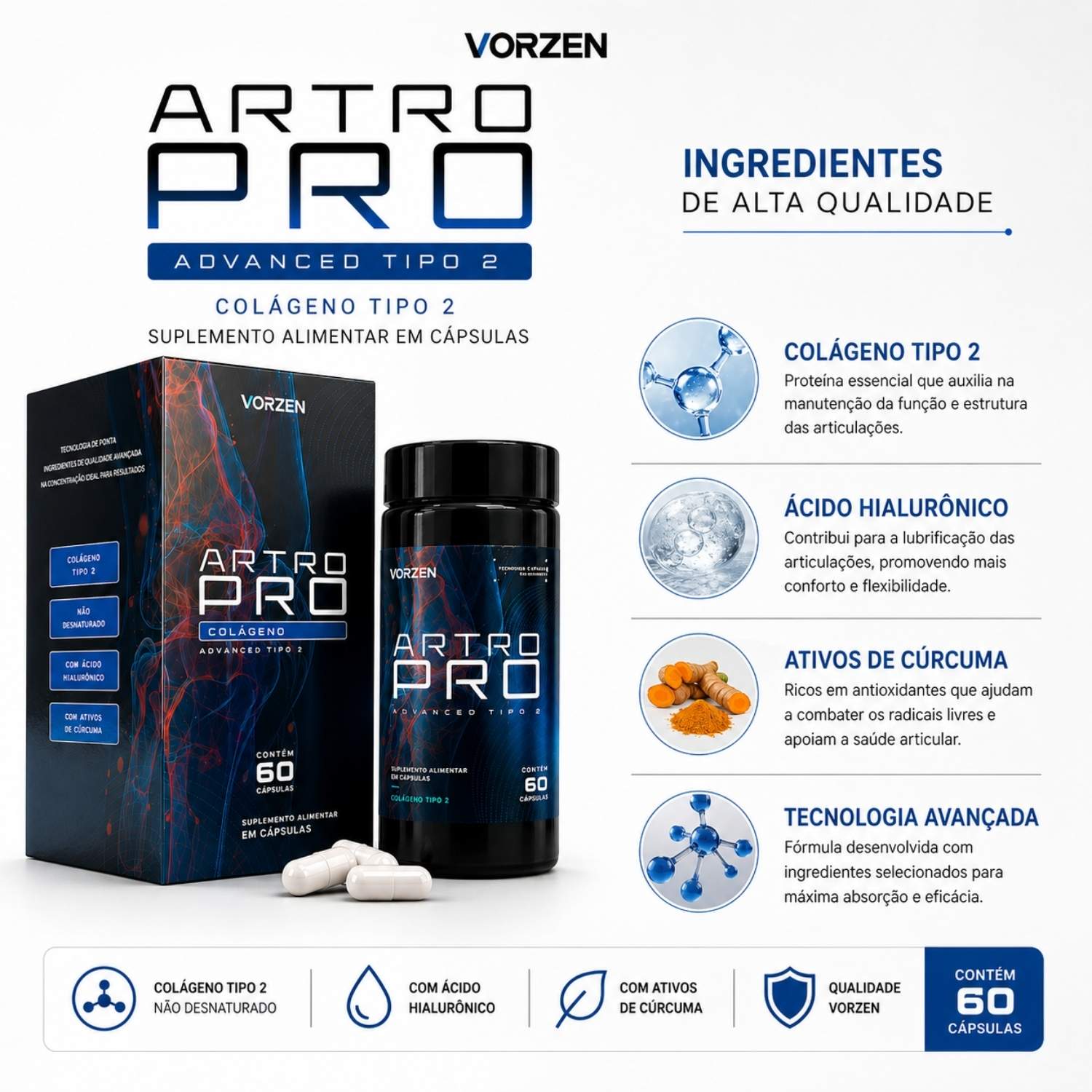 Artro Pro Vorzen – Embalagem completa 60 cápsulas