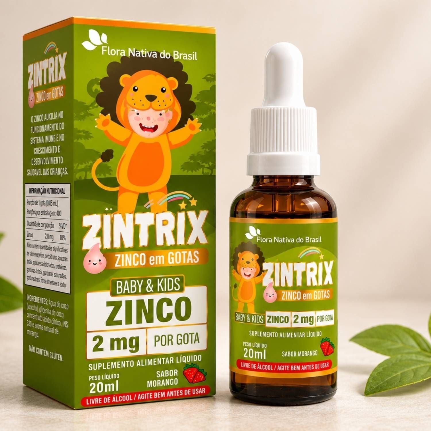 Zintrix (Zinco Infantil) Sabor Morango 20ml Flora Nativa do Brasil