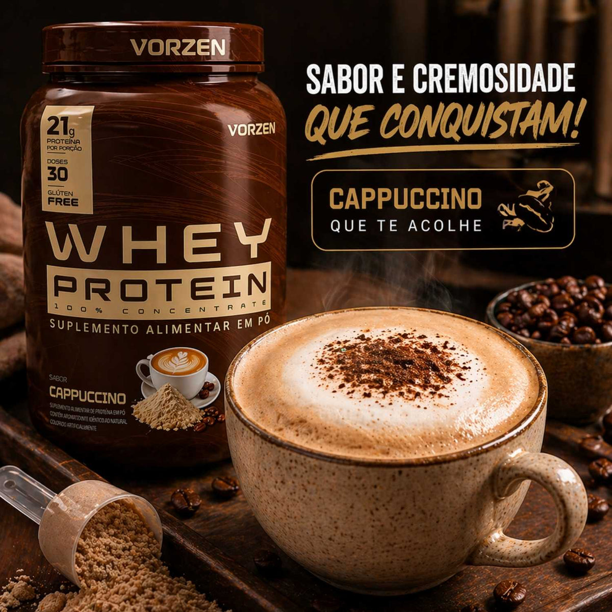 100% Whey Protein Concentrado Pote 900g Vorzen