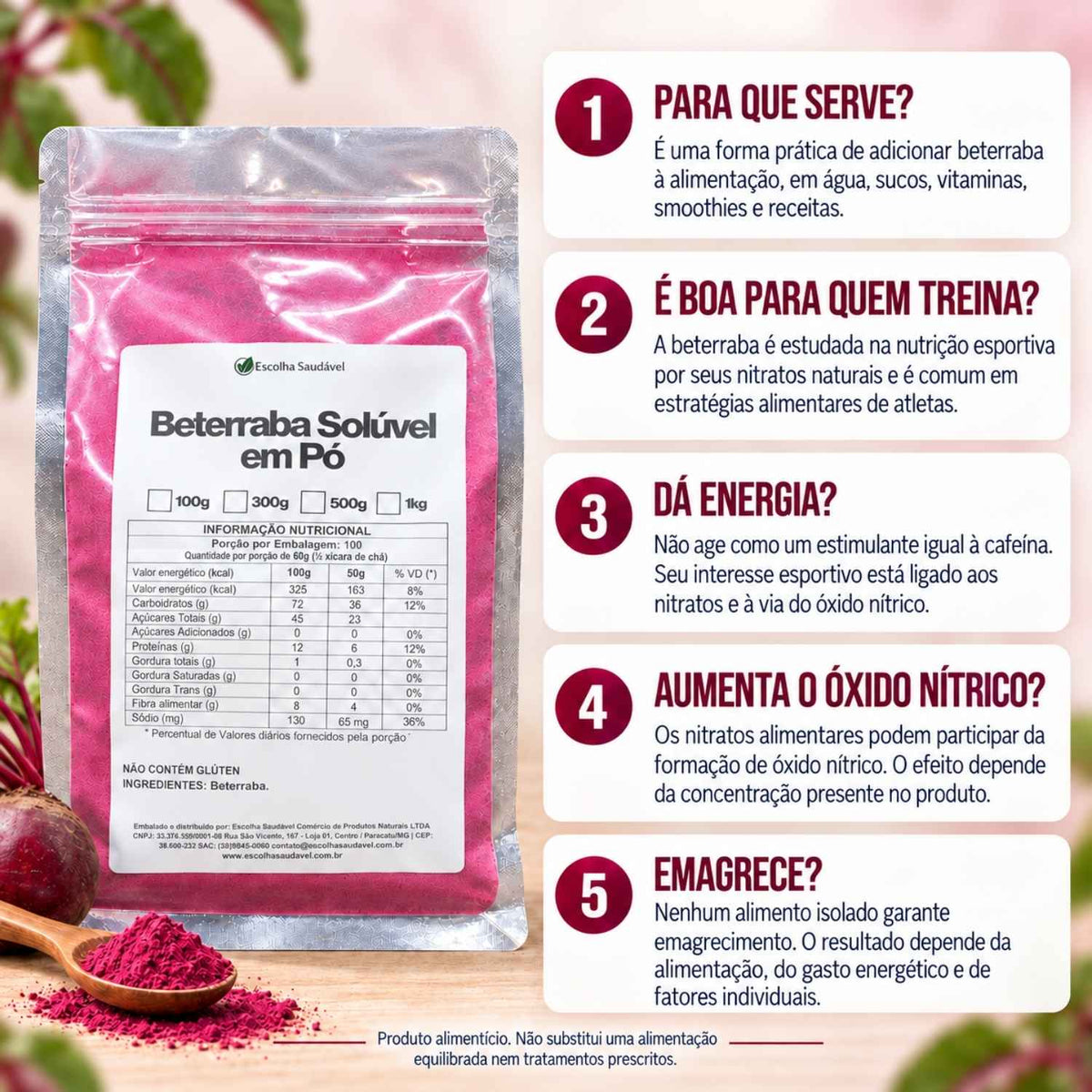 Beterraba em Pó 100% Pura
