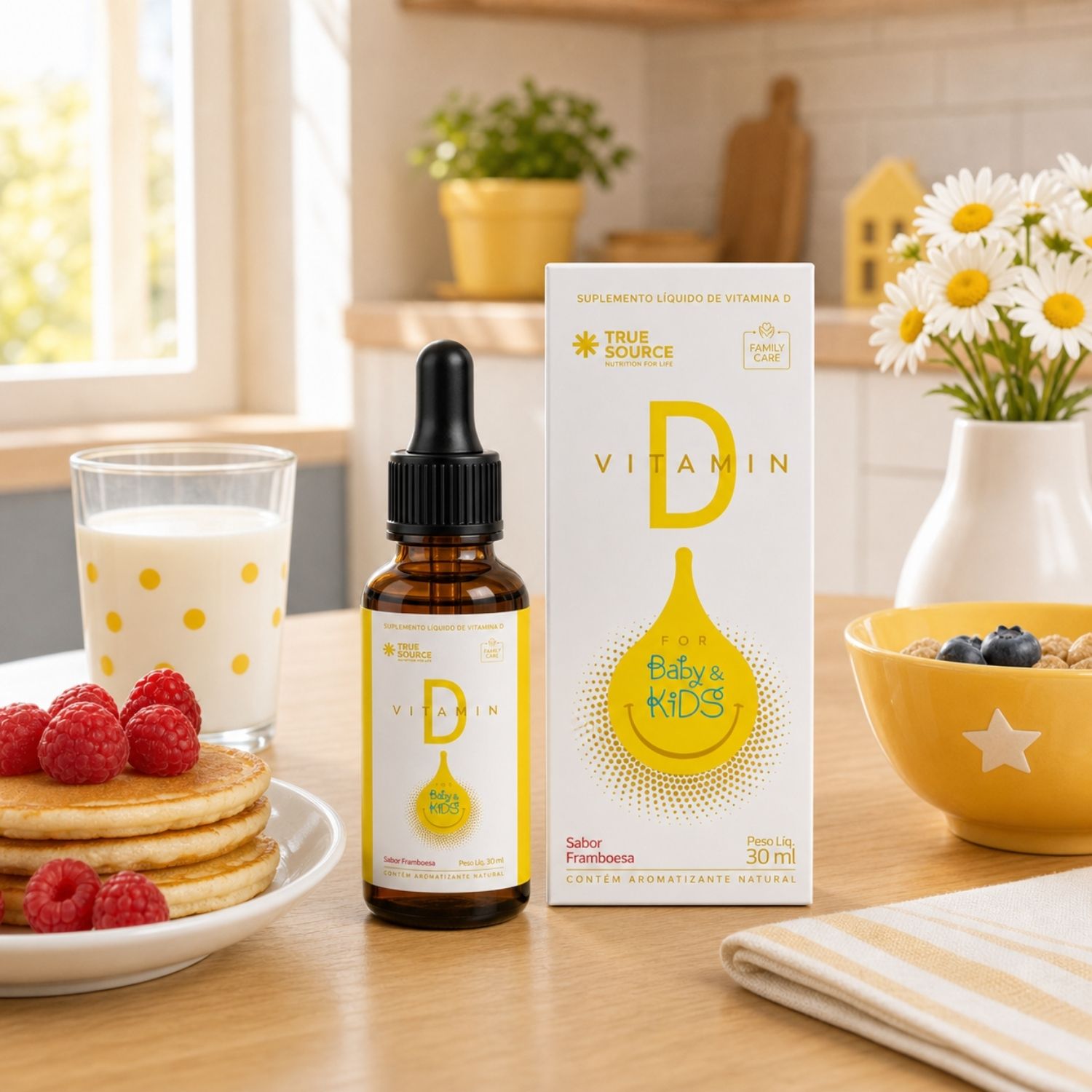 Vitamina D Líquido em Gotas for Kids Framboesa 30ml True Source