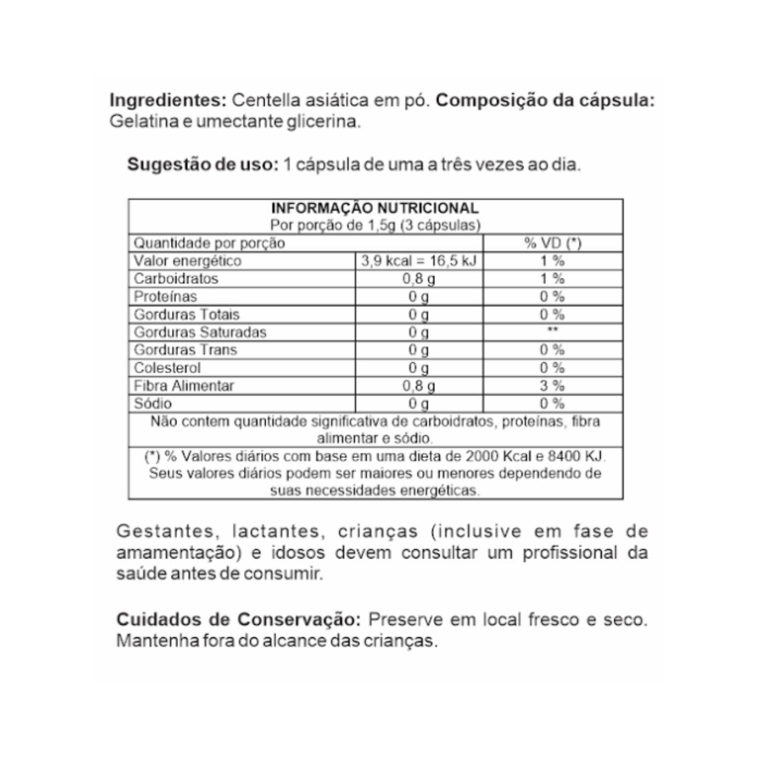 Centella Asiática 500mg 60 Cápsulas Ciência da Natureza