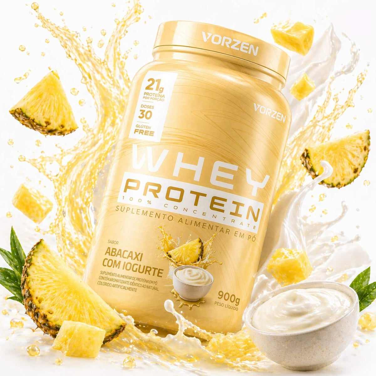 100% Whey Protein Concentrado Pote 900g Vorzen