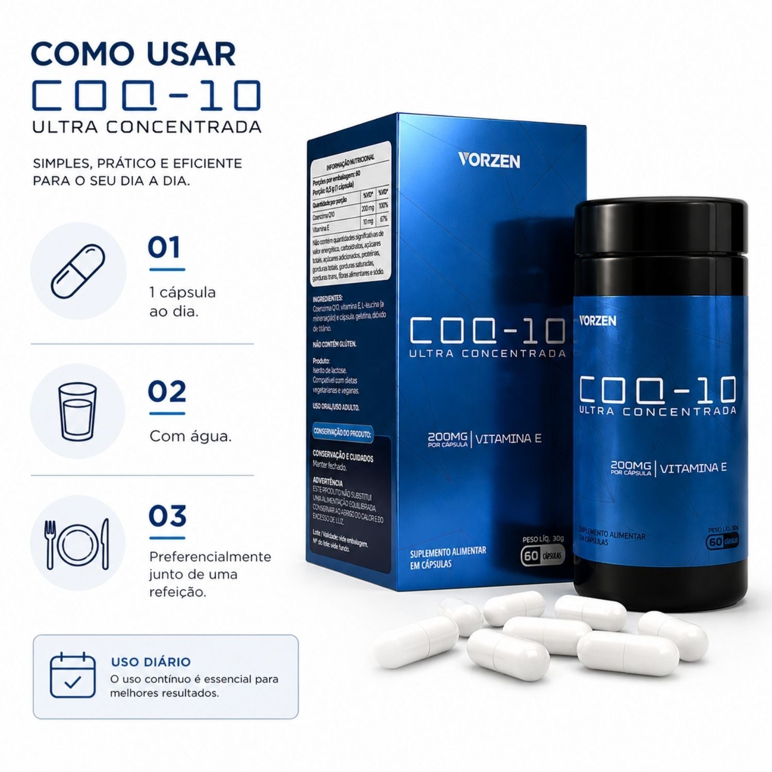 Coenzima Q10 Ultra-Concentrado 60 Cápsulas Vorzen