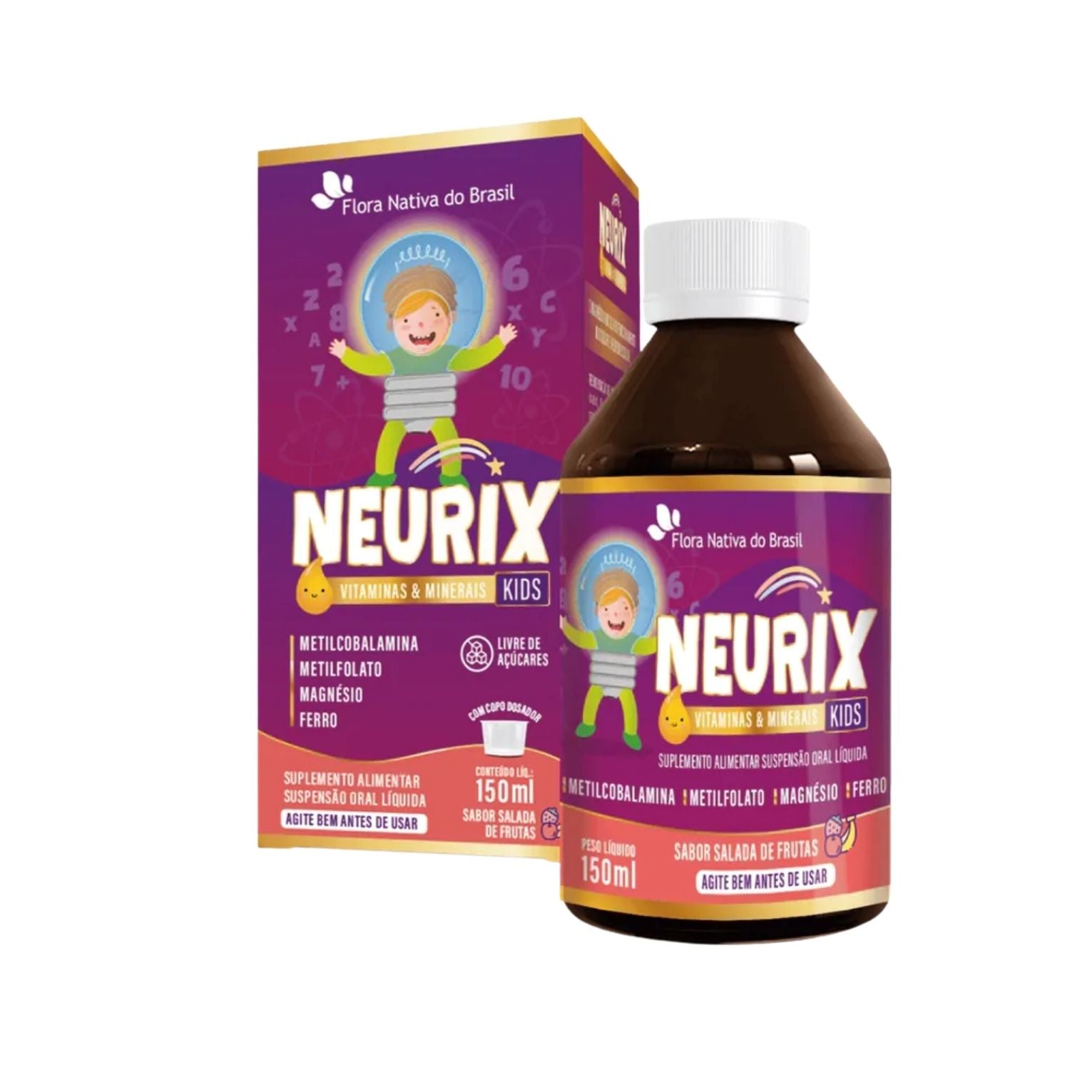 Neurix (Magnésio, Ferro, Metilfolato e B12) 150ml Flora Nativa