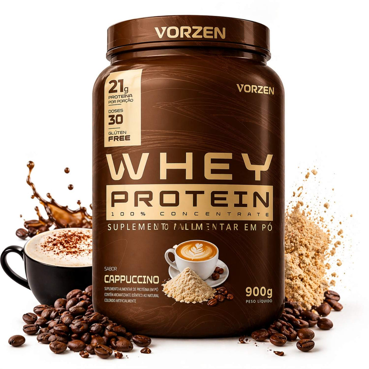 100% Whey Protein Concentrado Pote 900g Vorzen