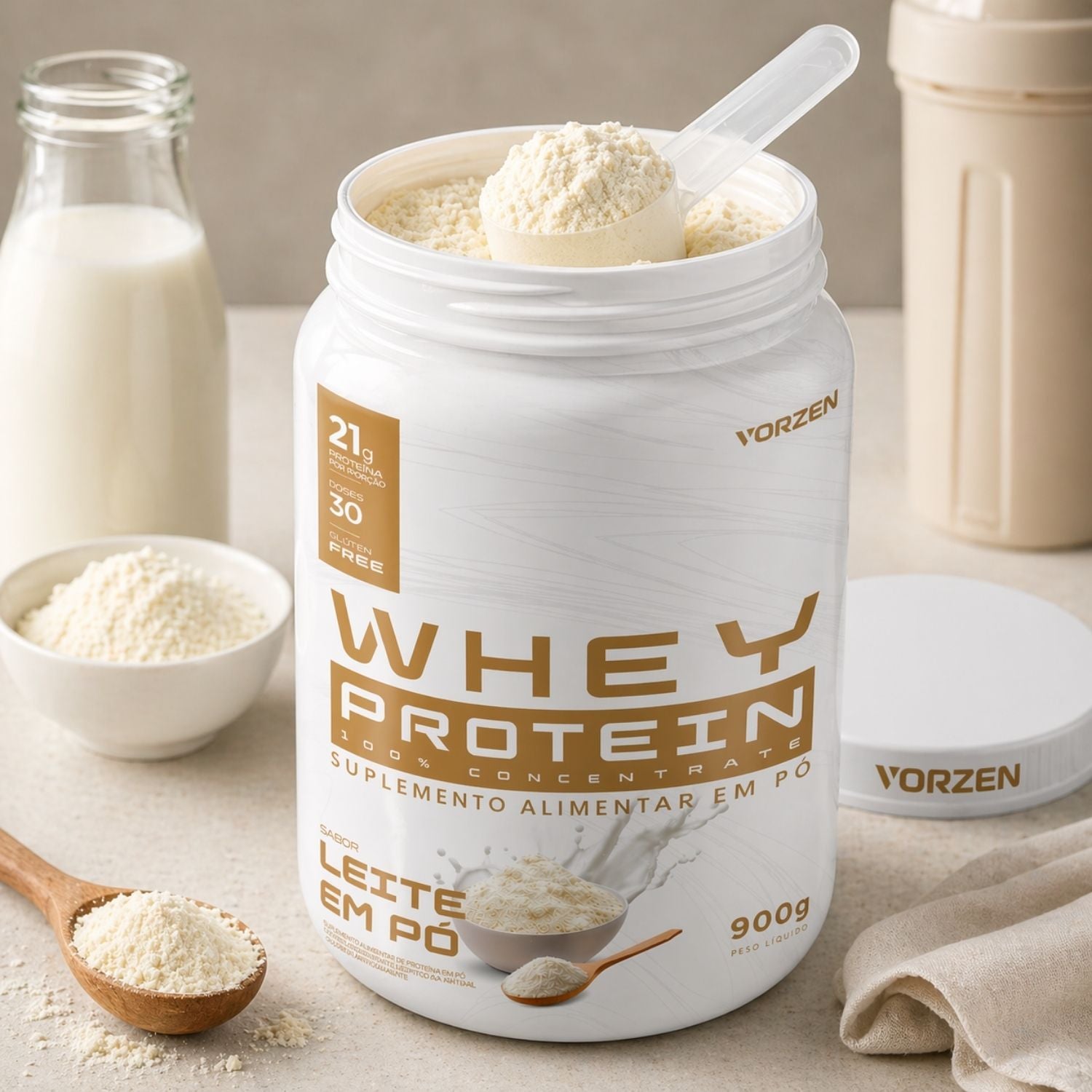 100% Whey Protein Concentrado Pote 900g Vorzen