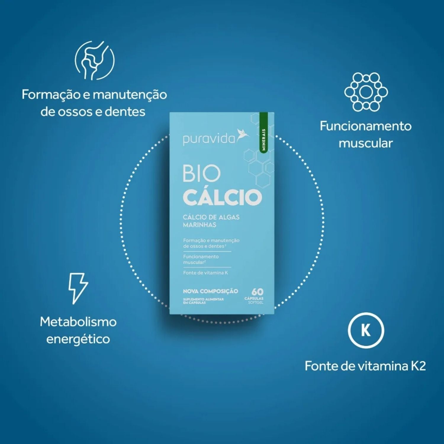 Bio Calcio 60 Cápsulas Pura Vida