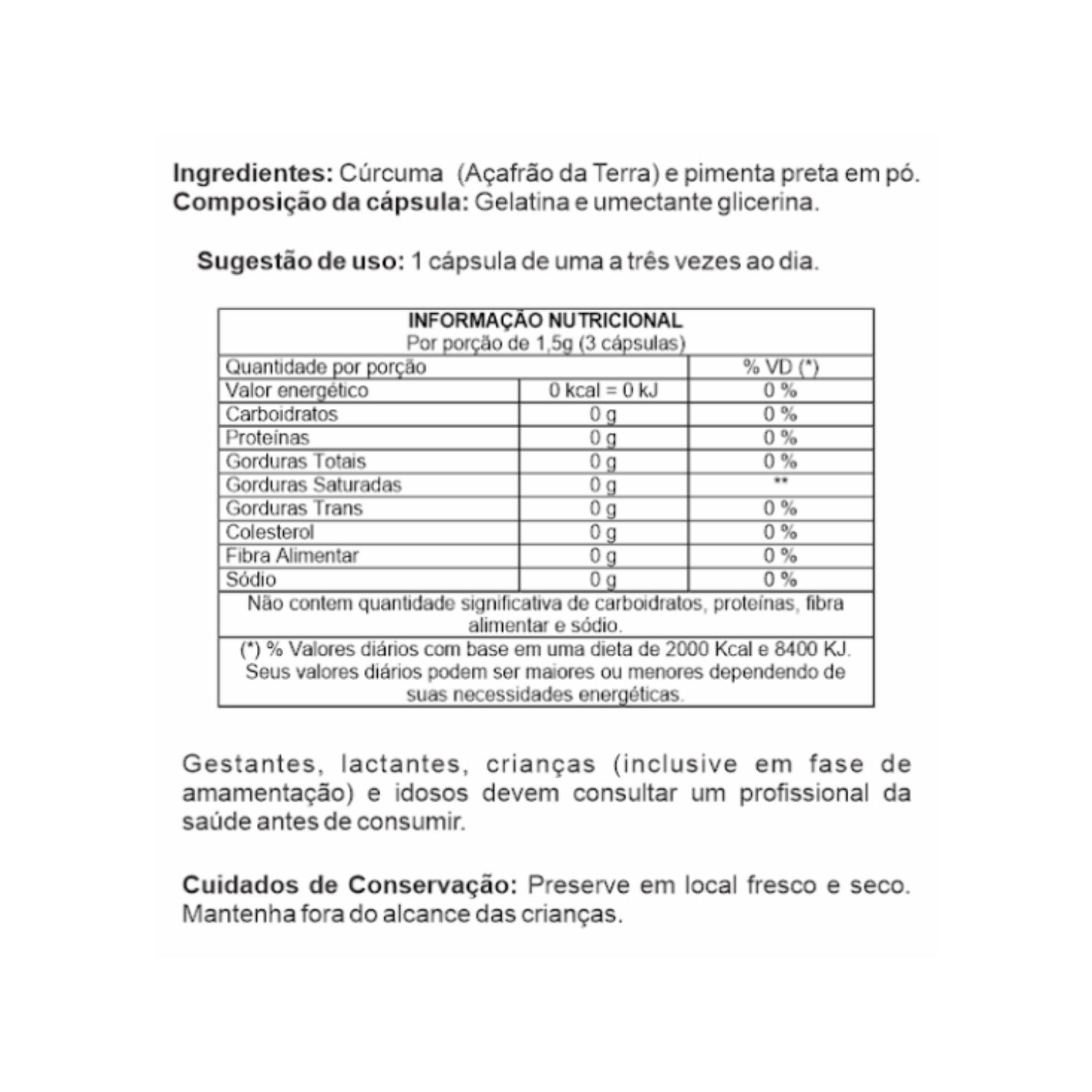 Cúrcuma Pimenta Preta 500mg 120 Cápsulas Ciência da Natureza