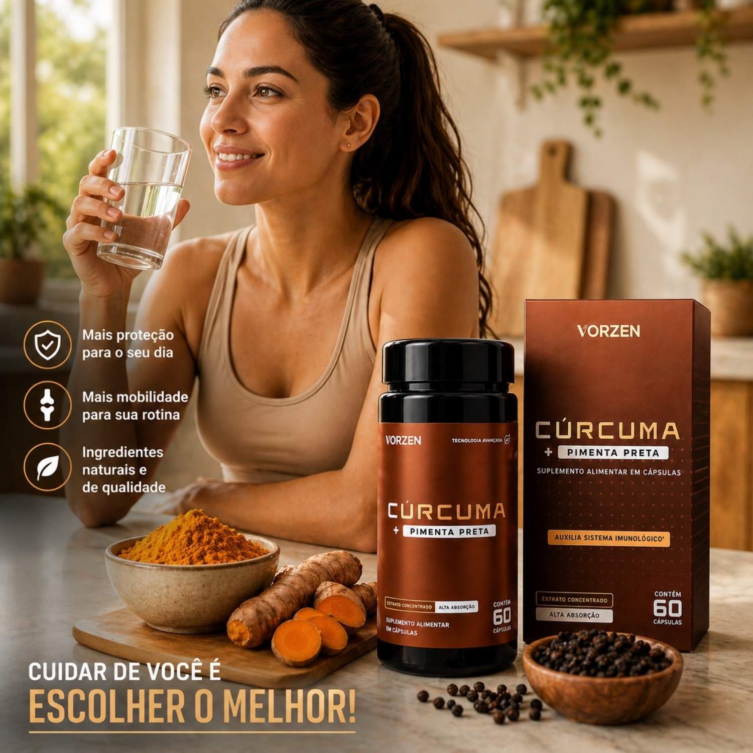 Cúrcuma com Pimenta Preta 60 Cápsulas Vorzen