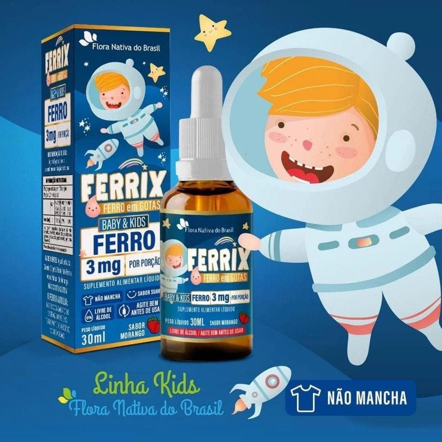 Ferrix Ferro Infantil 30ml Flora Nativa – Produto completo com conta-gotas
