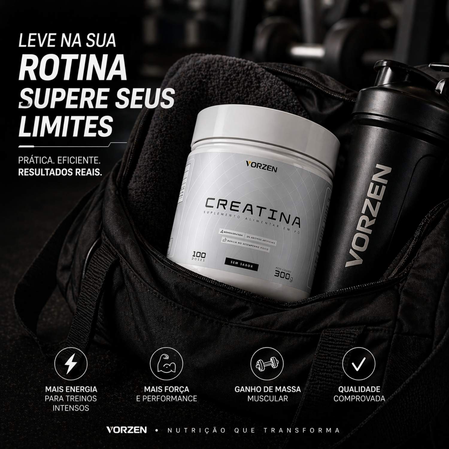 Creatina 100% Pura Pote 300g Vorzen