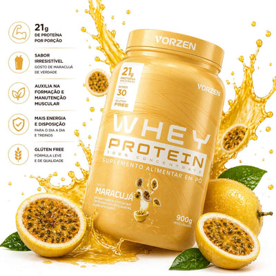 100% Whey Protein Concentrado Pote 900g Vorzen