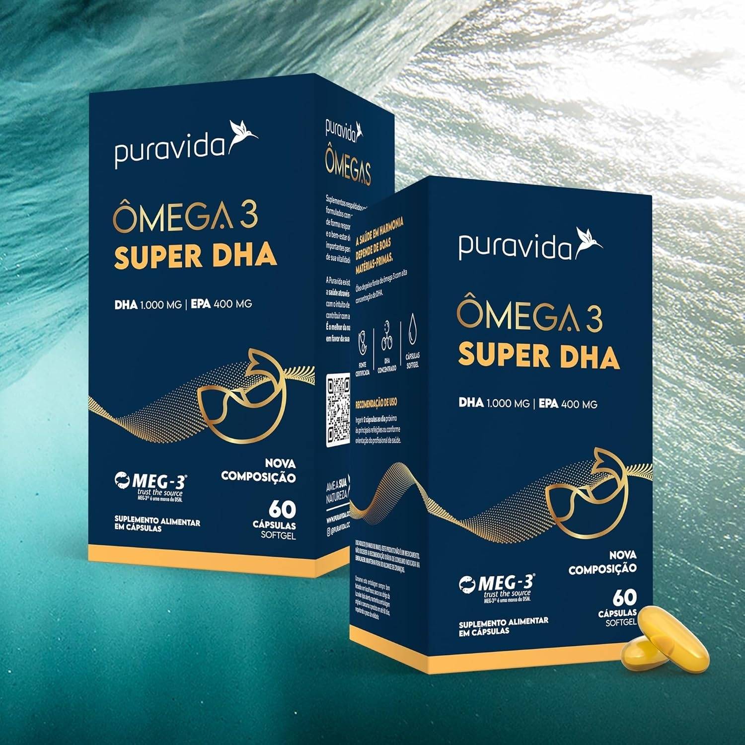 Ômega 3 Super DHA 60 Cápsulas Pura Vida
