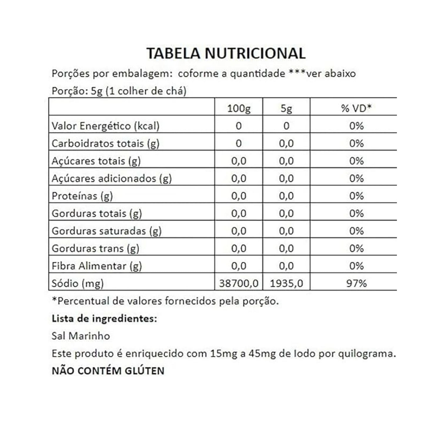 Sal Marinho Mossoró 1kg Br Spices