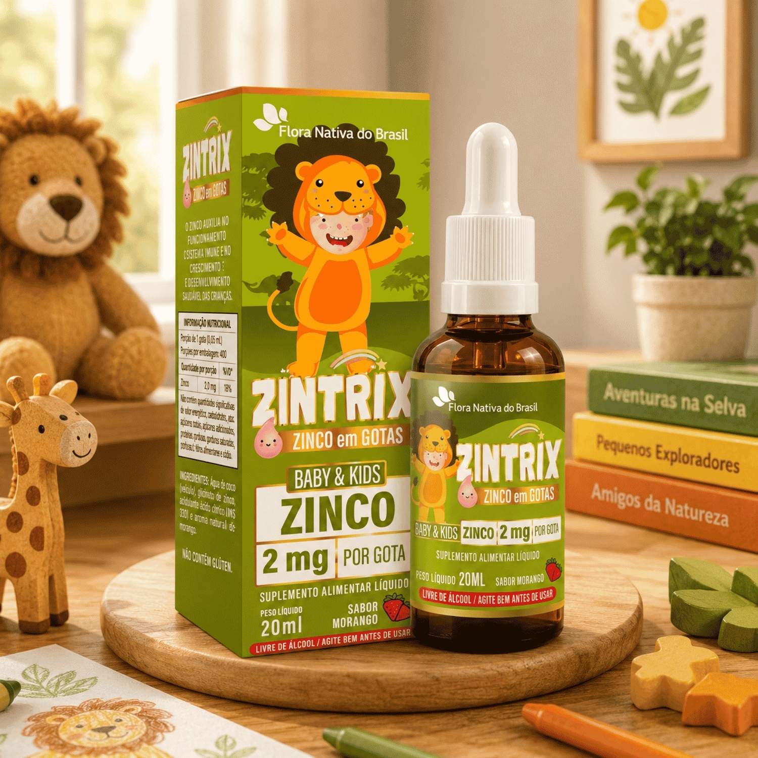 Zintrix (Zinco Infantil) Sabor Morango 20ml Flora Nativa do Brasil