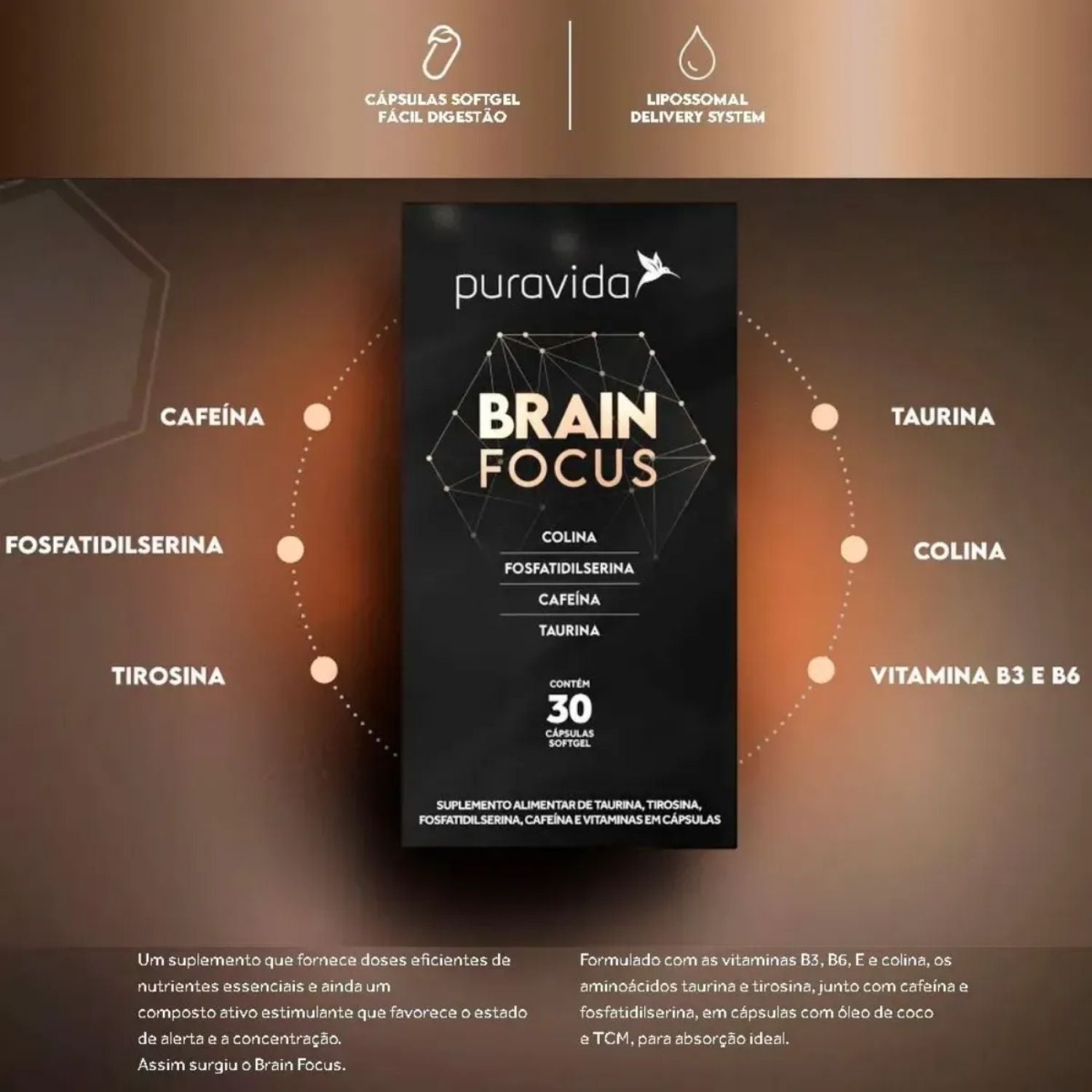 Brain Focus 30 Cápsulas Pura Vida