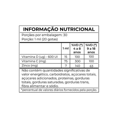 Imunitrix  (Vitamina C, D  e Zinco) Sabor Morango 30ml Flora Nativa do Brasil