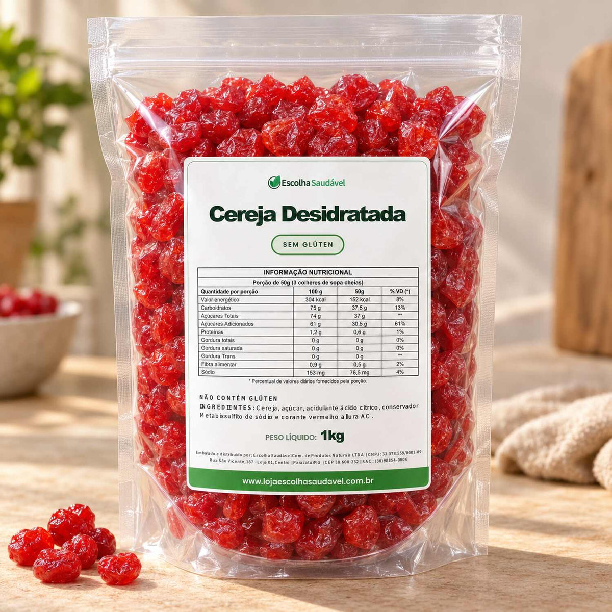 Cereja Desidratada Glaceada